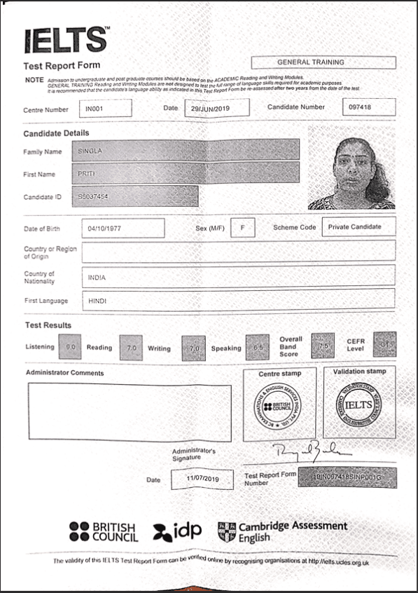 IELTS Test Report